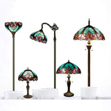 Tiffany Style Table Lamp Green Stained Glass Liaison Mother