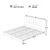 King Size Bed Frame Upholstered Platform with Complete Headboard and Strong Wooden