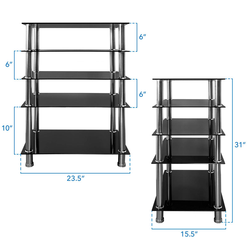 Tempered Glass AV Component Media Stand, Audio Tower and Media Center