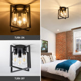 Semi-Flush Mount Light with Contemporary Geometric Metal Cage