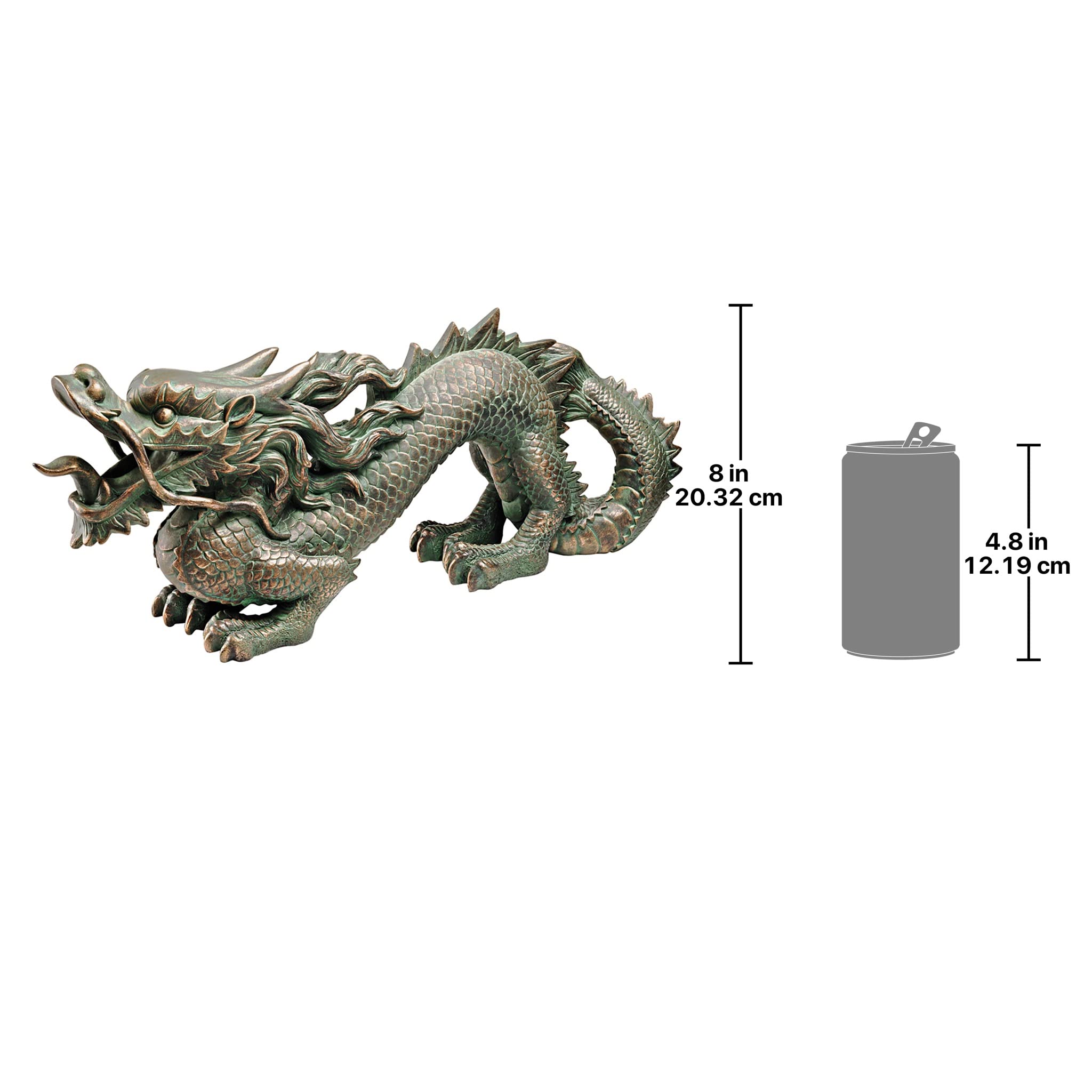 EU9306 Asian Dragon Wall Statue, Medium, 21 Inch, Bronze Verdigris Finish