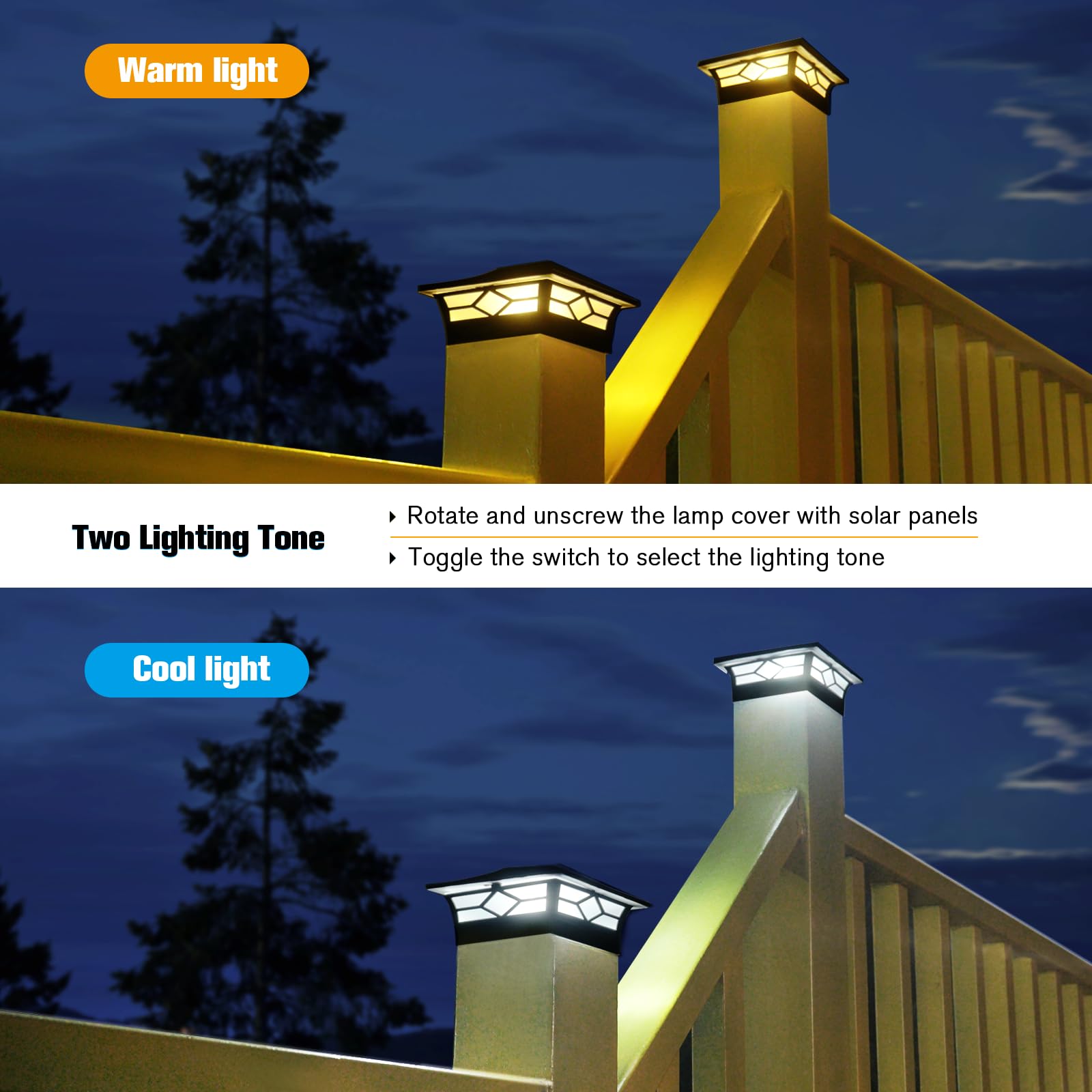Solar Post Cap Lights 12pack, Waterproof Solar  Deck Fence Post Lights