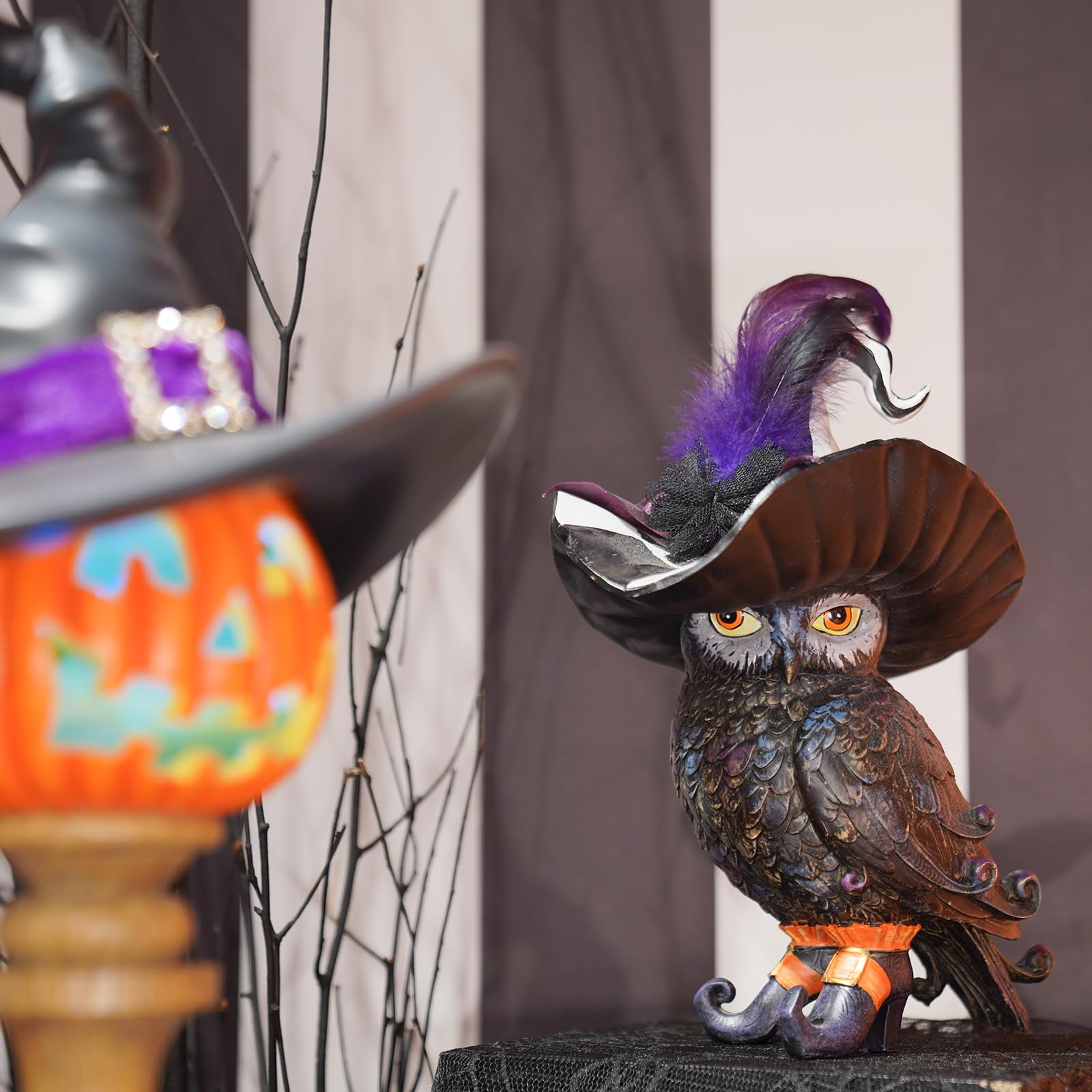 Owl Decor Halloween Decoration Indoor - Resin Black Owl Statues