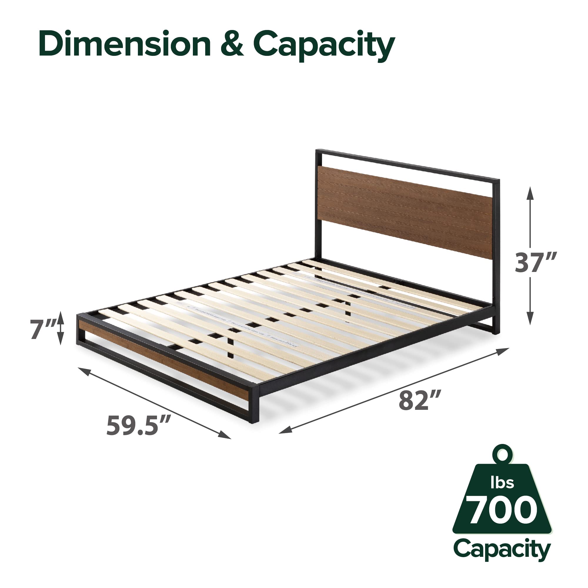 Suzanne 37 Inch Bamboo and Metal Platform Bed Frame=