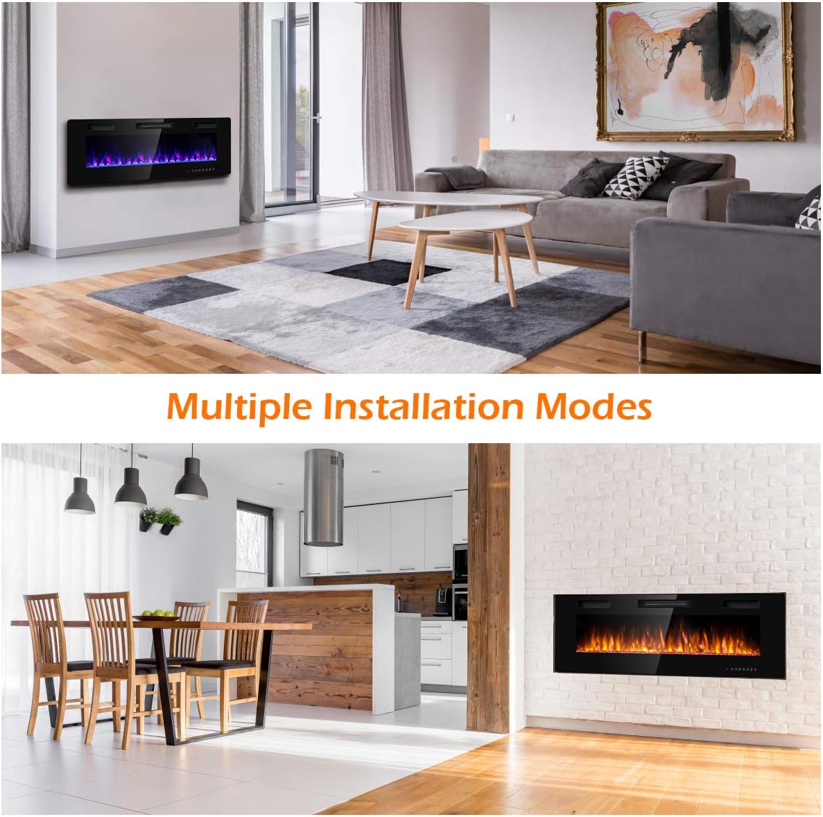 50 Inches Recessed Electric Fireplace