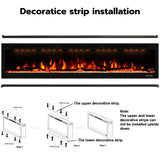 Electric Fireplace 74 Inches Fireplace Recessed