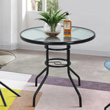 Outdoor Table Patio Table Dining Table with Tempered Glass Umbrella Hole