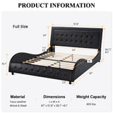 Full Size Box-Tufted Platform Bed Frame/Faux Leather Upholstered Bed