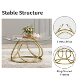 Gold Coffee Table, Modern Round Glass Coffee Table for Living Room