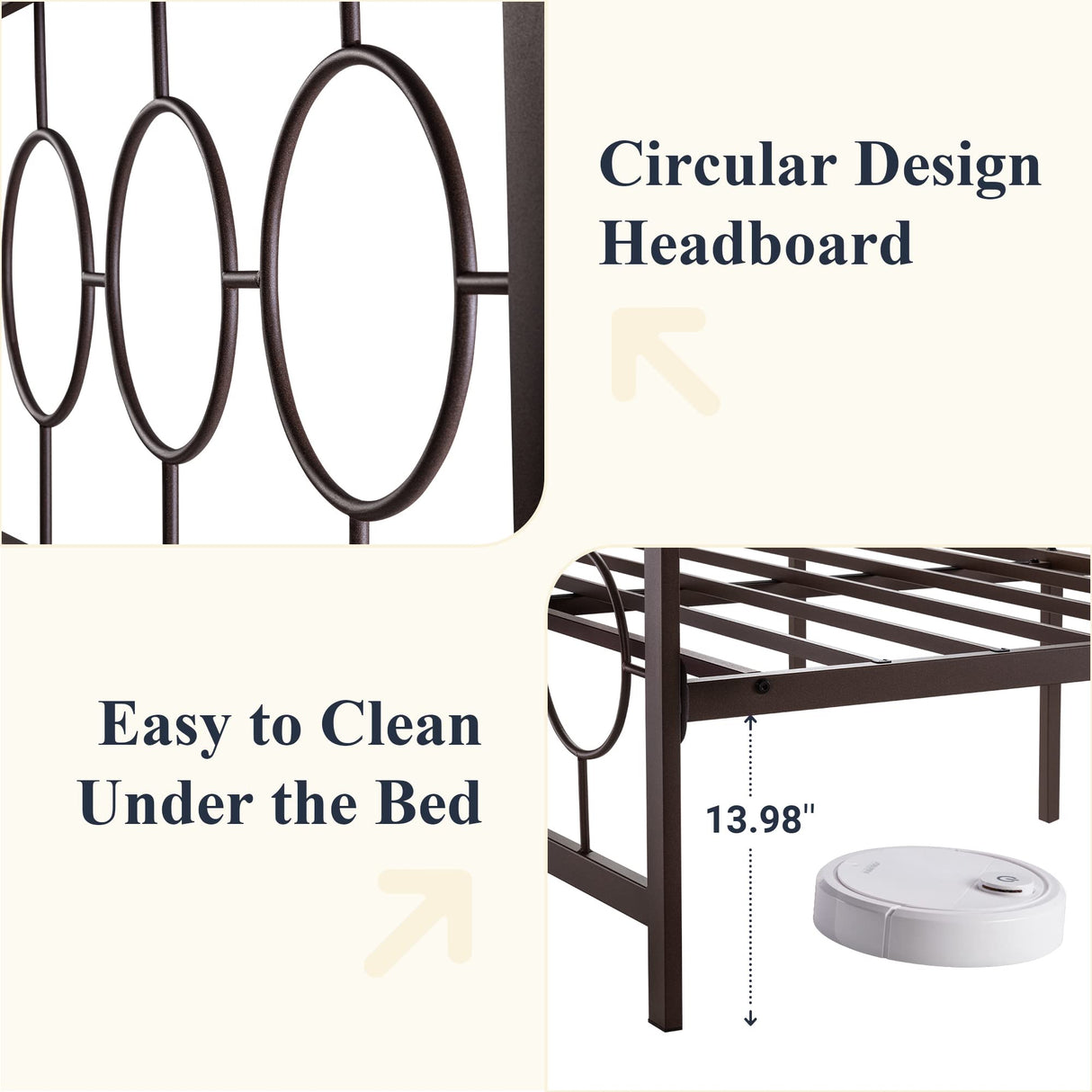 Twin Size Metal Platform Bed Frame with Modern and Vintage