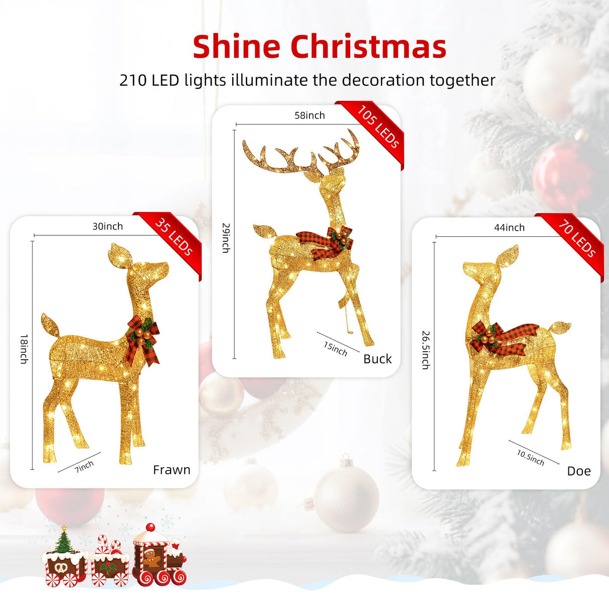 Lighted Christmas Decoration Reindeer Family