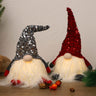 12" Lighted Christmas Gnome, Handmade Sequins Hat