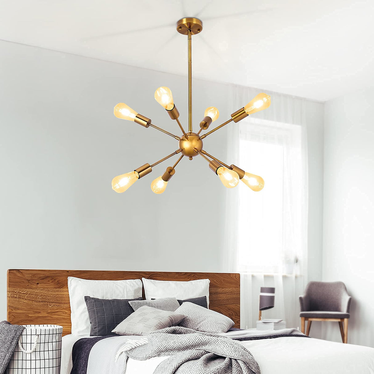 Chandeliers Gold, 8 Lights Modern Lighting Fixture