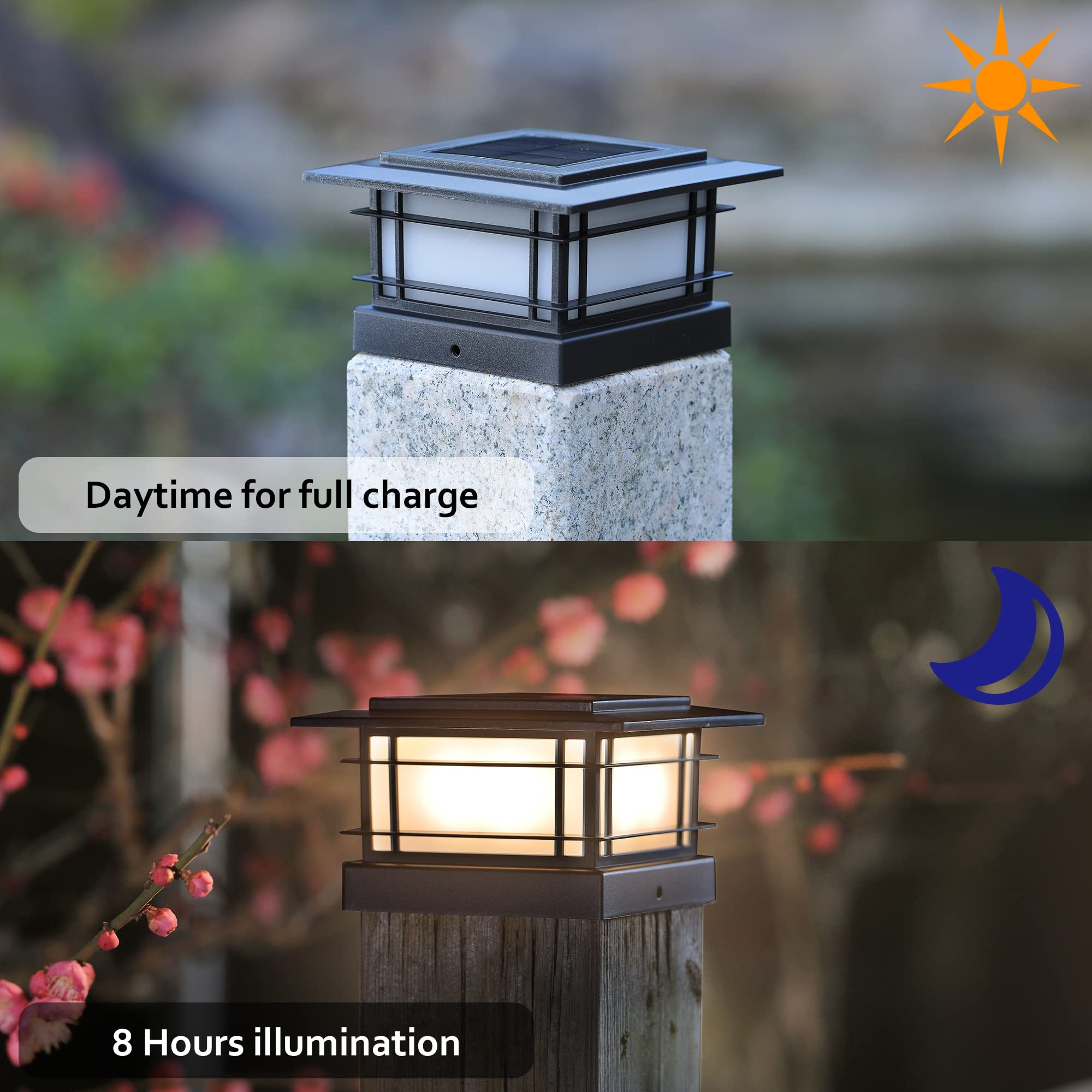 6 Pack Solar Post Lights Outdoor, Solar Powered for Fence Post