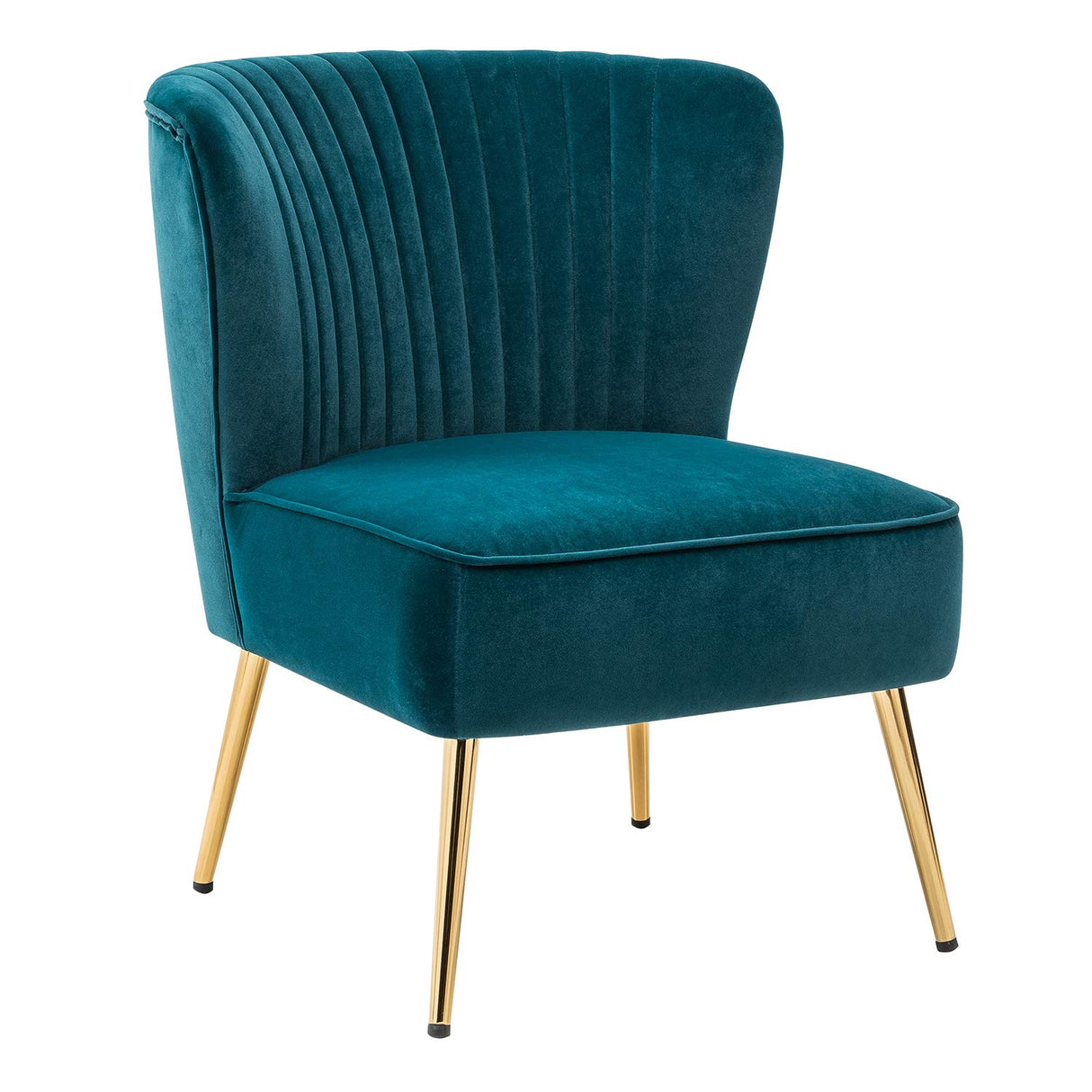 Modern Upholstered Cute Side Chair with Gold Metal Legs