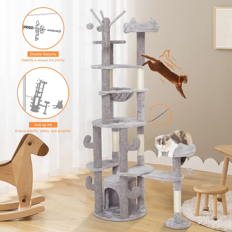 Cat Tree 71" Tall Large Cat Tower for Indoor Cats, Multi-Level Cat Furniture Condo