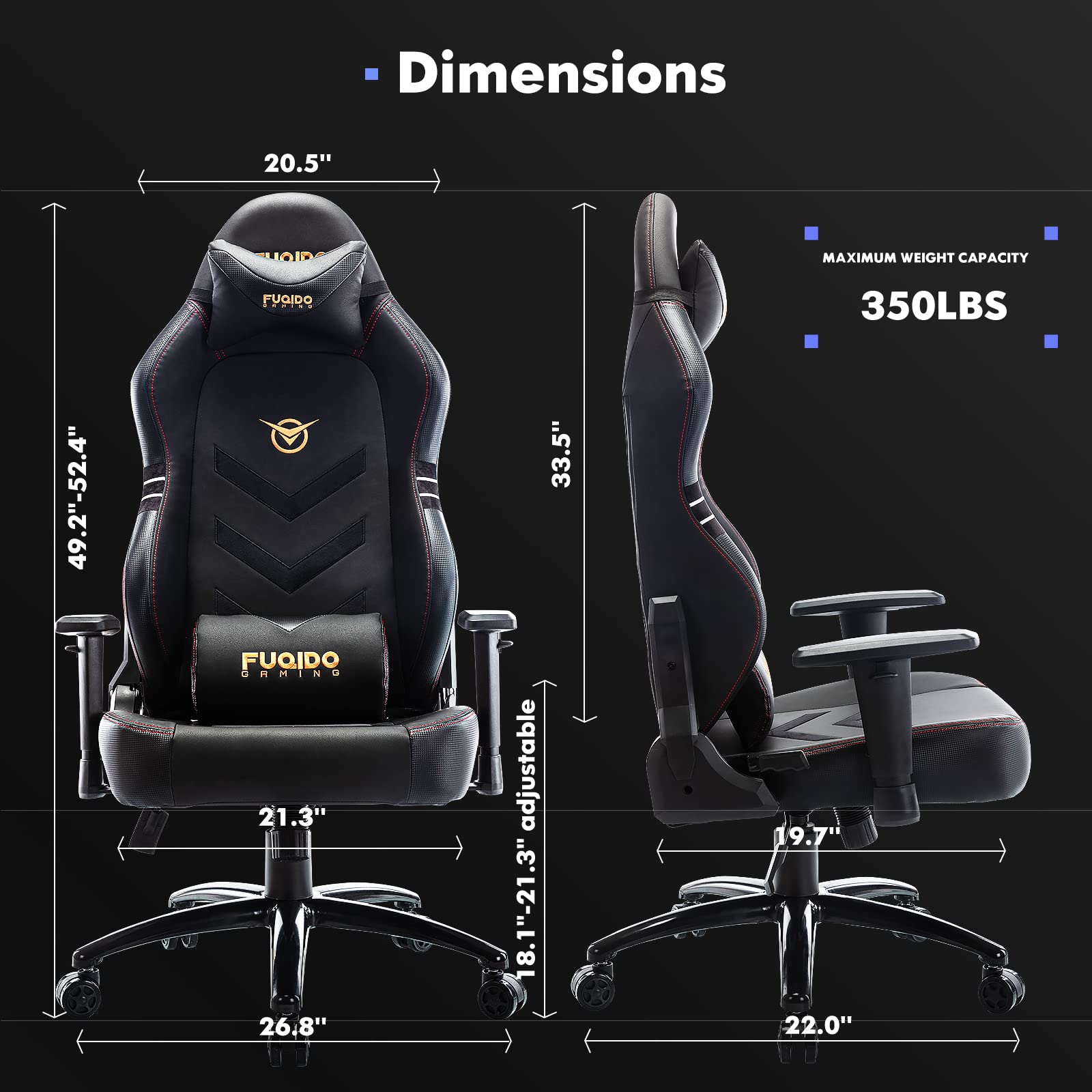 Big and Tall Gaming Chair 350lbs-Racing Style Computer Gamer Chair
