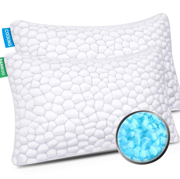 Standard Pillows Set of 2 Cooling Bed Pillows for Sleeping, 2 Pack Standard Size Shredded