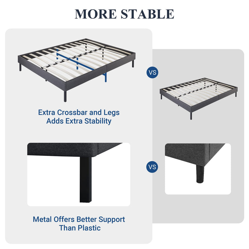 King Size Bed Frame/Upholstered Platform Bed Frame/Mattress Foundation/No Box Spring