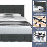 Upholstered Full Size Platform Bed Frame with 4 Storage Drawers and Headboard