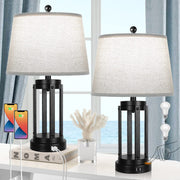 Table Lamps Set of 2 with USB Ports, 3-Way Dimmable Farmhouse