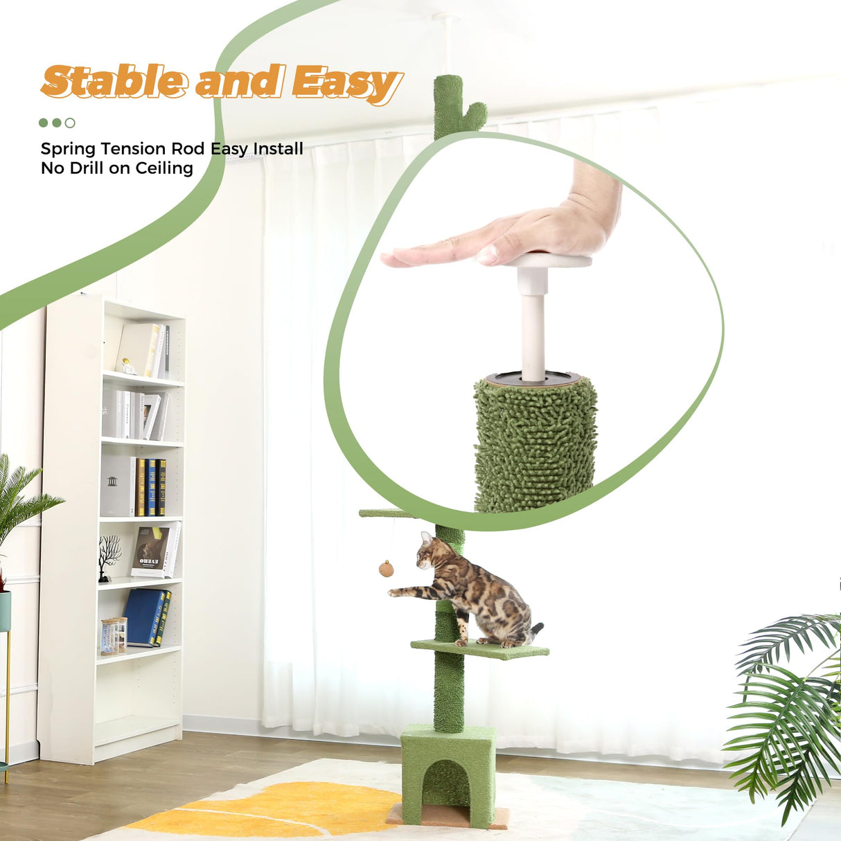 Floor to Ceiling Cat Tree Ajustable Height [82-108 Inches=208-275cm 6 Tiers Tower Fit