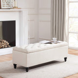 Button-Tufted Ottoman with Storage in Upholstered Fabrics