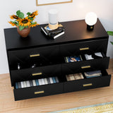 Black Dresser for Bedroom, Modern Dresser for Bedroom, 6 Drawer Double Dresser