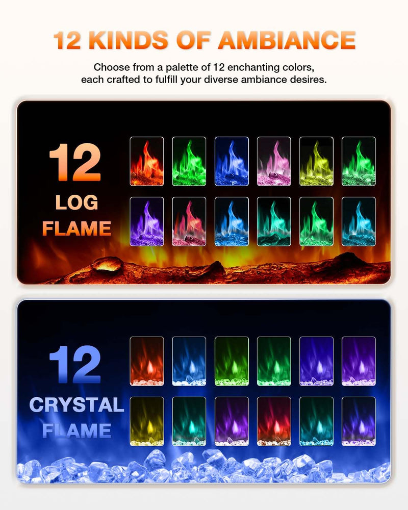 Realistic Flame Electric Fireplace Heater  Log Set/Crystal Flames