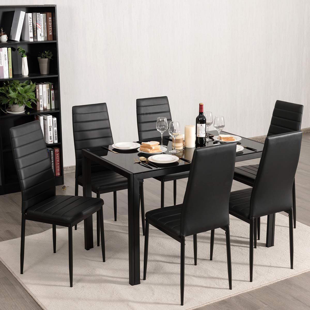 Black Polyvinyl Chloride Metal Dining Chair