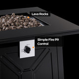 28 Inch Propane Gas Fire Pit Table, 50,000 BTU, for Steel Lid and Lava Rock