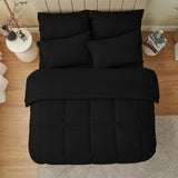 Queen Comforter Set - 7 Pieces Bed in a Bag Set Black, Bedding Sets Queen