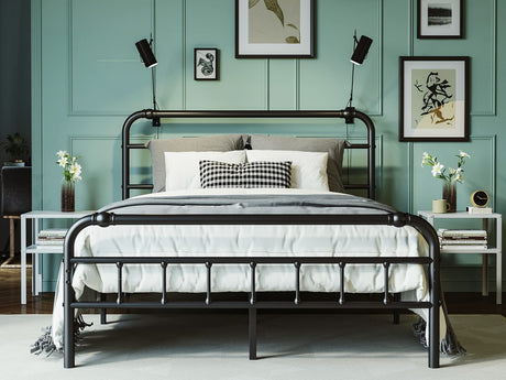 Queen-Bed-Frame-with-Headboard and Footboard, 18 Inch Metal Platform Bed-Frame