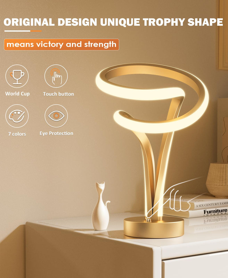 10 Light Modes Modern Spiral RGB Table Lamp, Cool Lamps for Bedroom