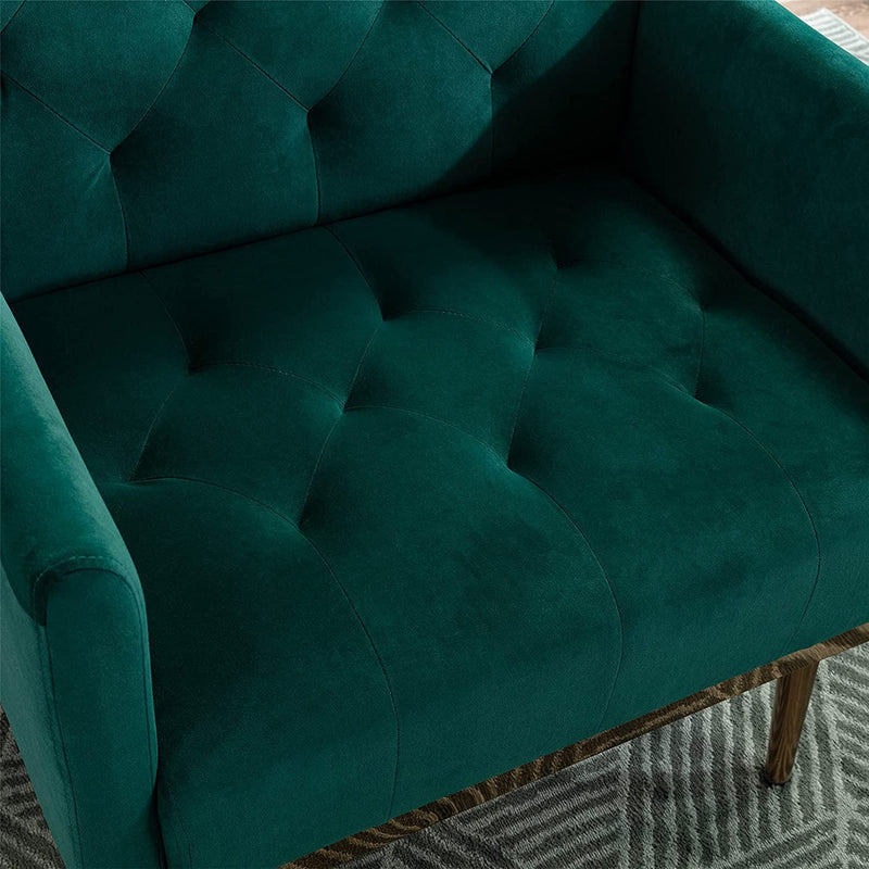 Modern Velvet Accent Chair, Living Room, Bedroom Leisure Single Sofa Chair (with Gold Metal feet)