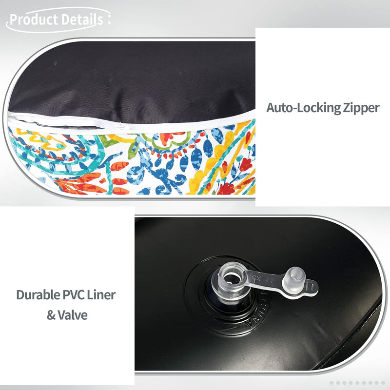 Indoor/Outdoor Inflatable Ottoman D21 x H9 inch, Round Footstool Inflatable Foot Rest Ottoman