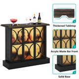 Home Bar Unit, Industrial Liquor Bar Table with Storage and Glasses Holder