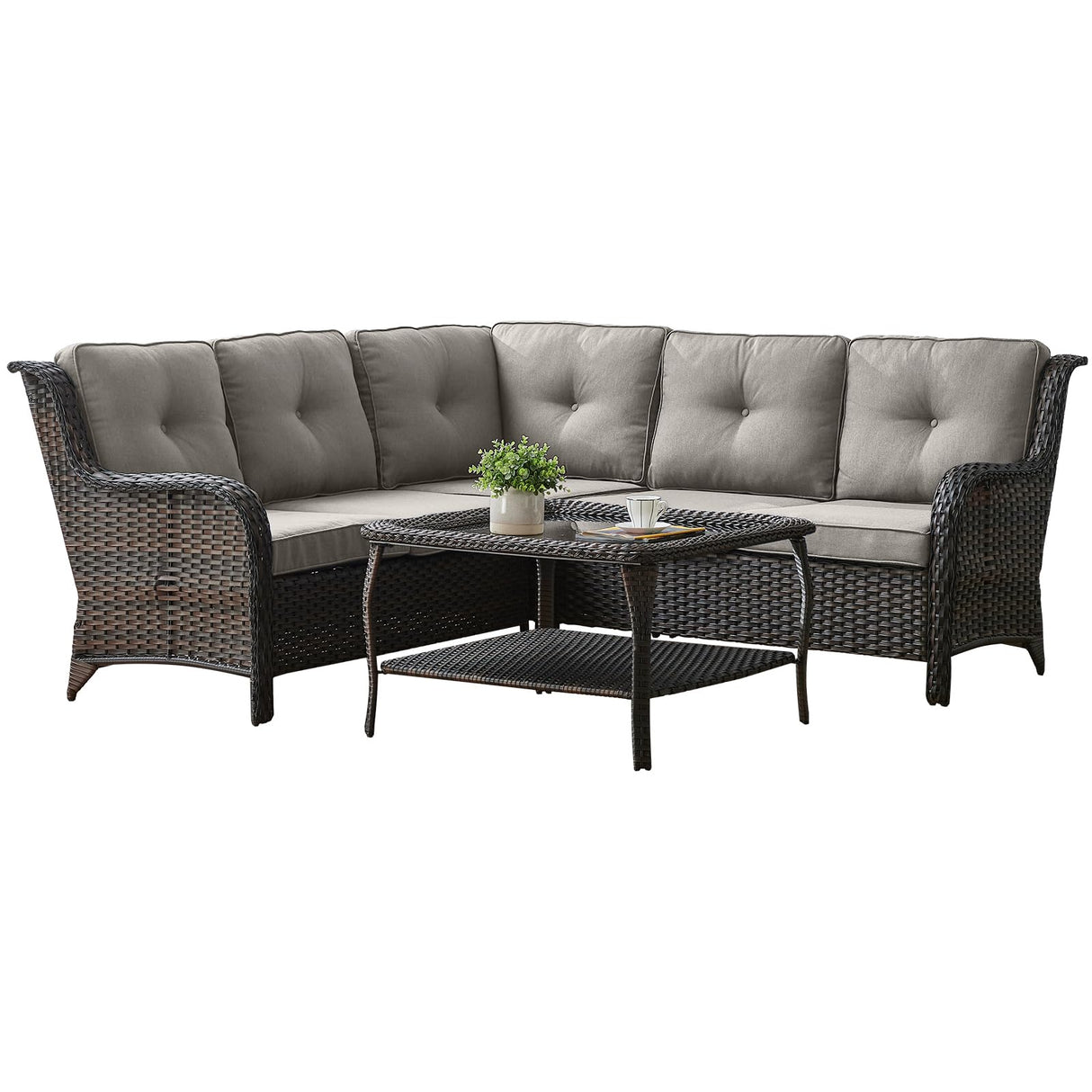 Wicker Outdoor Patio Furniture Sets - Rattan Sofa Sectional Conversation Set