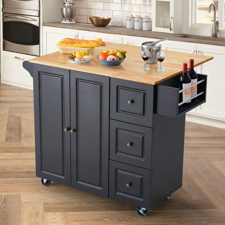 Kitchen Island with Storage, 3 Drawers Rolling Storage Cabinet