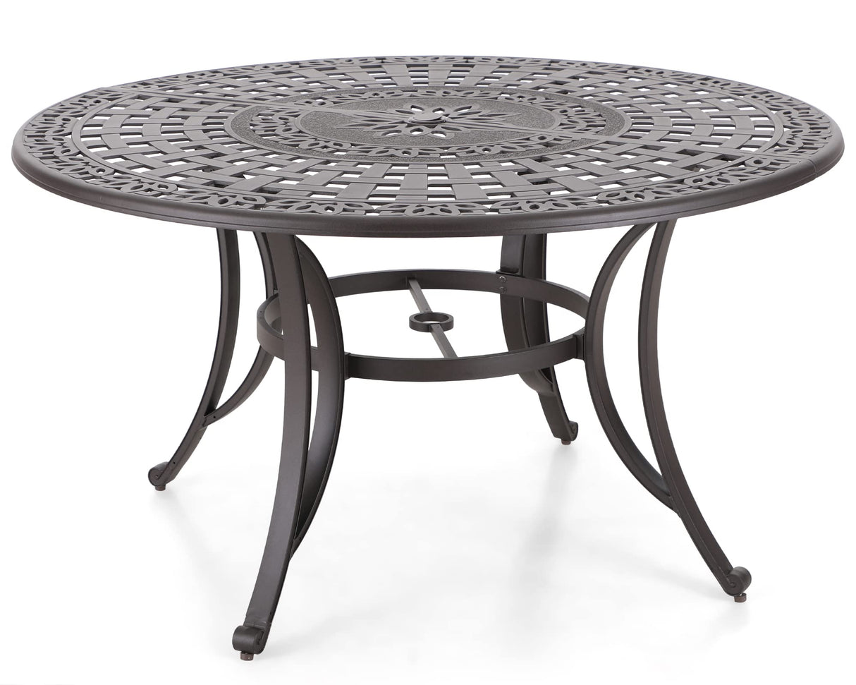 6-Person Round Cast Aluminium Outdoor Dining Table, Patio Bistro Table