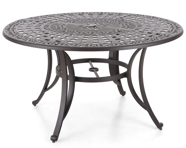 6-Person Round Cast Aluminium Outdoor Dining Table, Patio Bistro Table