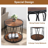 Color Variation End Table-Wood Frame Side Table Round Coffee