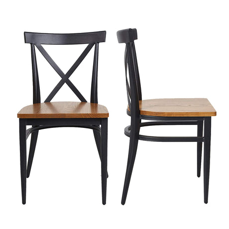 Black Metal Dining Chairs Set of 2 Heavy Duty Kitchen Chairs Fully Assembled