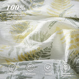 Textured Design Sage Green and Yellow Leaves Printed Comforter