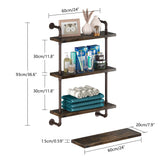 Industrial Pipe Shelving Wall Mounted 24 Inch, 3 Tier Bathroom Floating Shelves