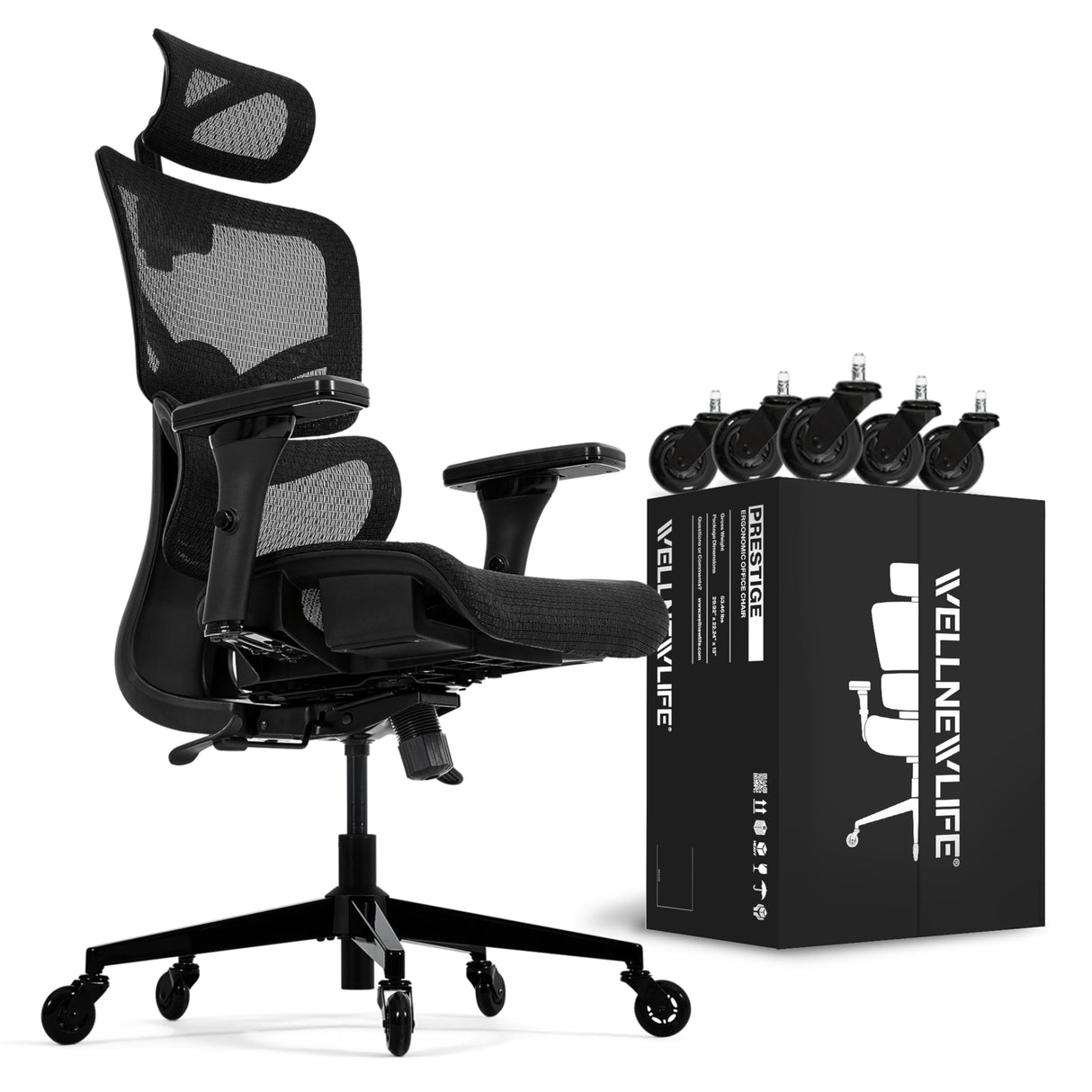 Prestige Ergonomic Office Chair - Height Adjustable Backrest Lumbar Support