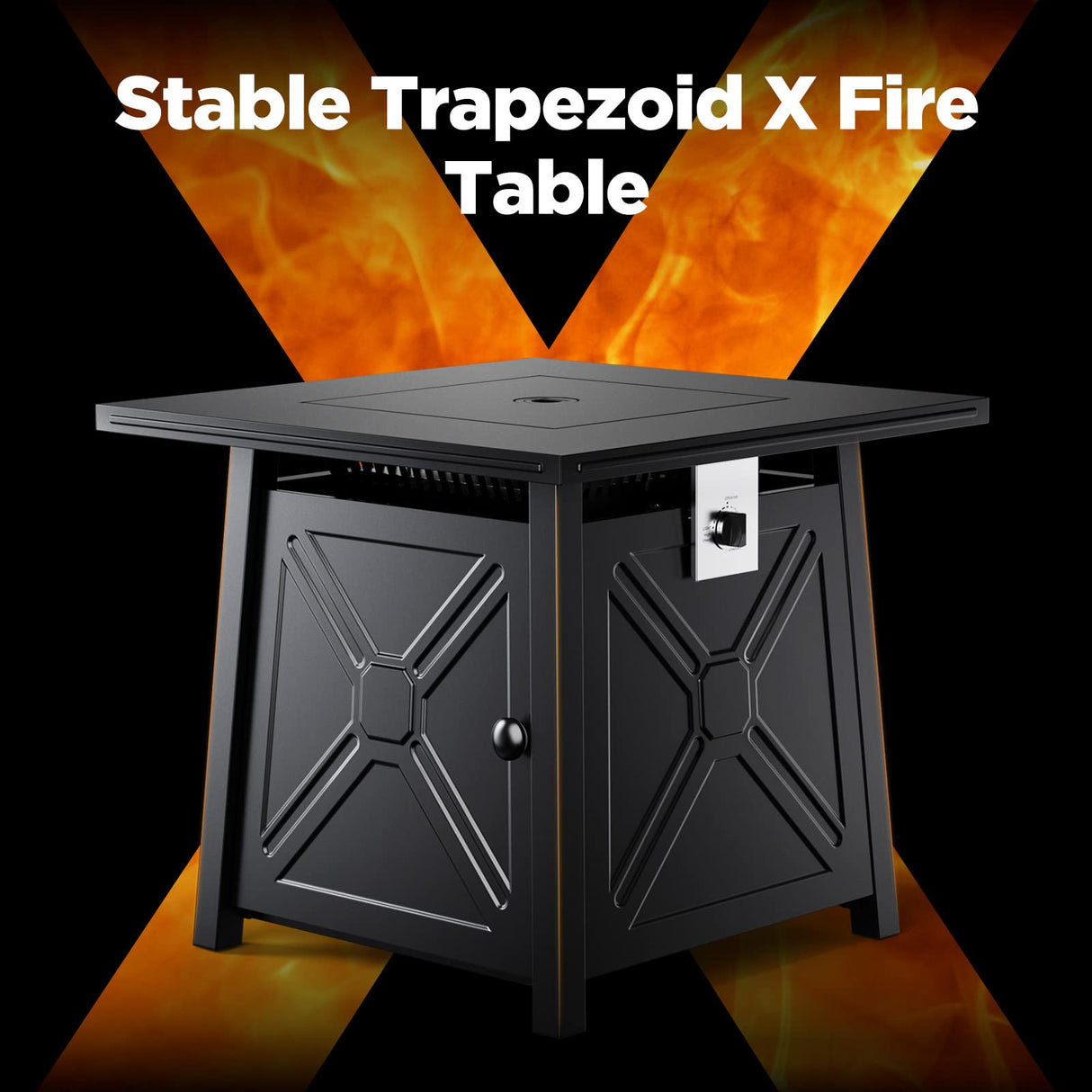 28 Inch Propane Gas Fire Pit Table, 50,000 BTU, for Steel Lid and Lava Rock