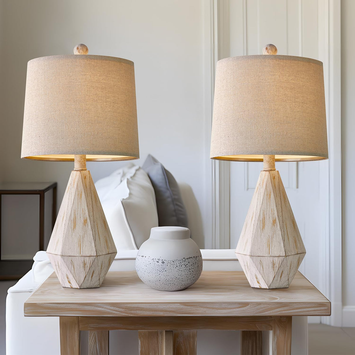 Rustic Table Lamp Set of 2 for Bedroom Living Room Vintage