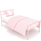 Pink Twin Bed Frame for Girls, Mattress Foundation Support with Headboard