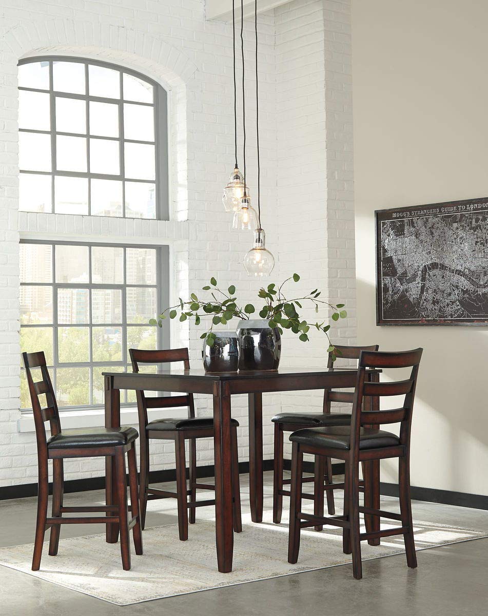 Coviar 5 Piece Counter Height Dining Set, Includes Table, Brown